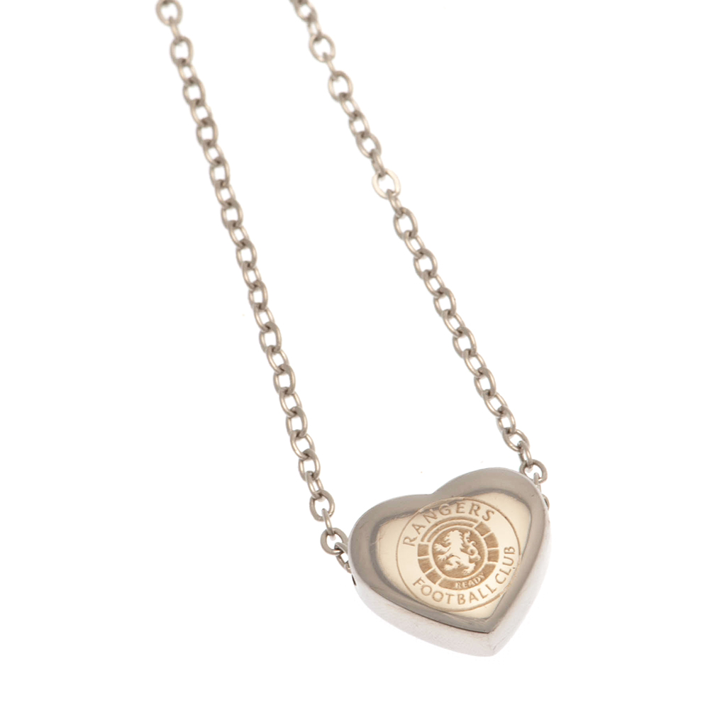 Rangers FC Stainless Steel Heart Necklace Official Football Merchandise