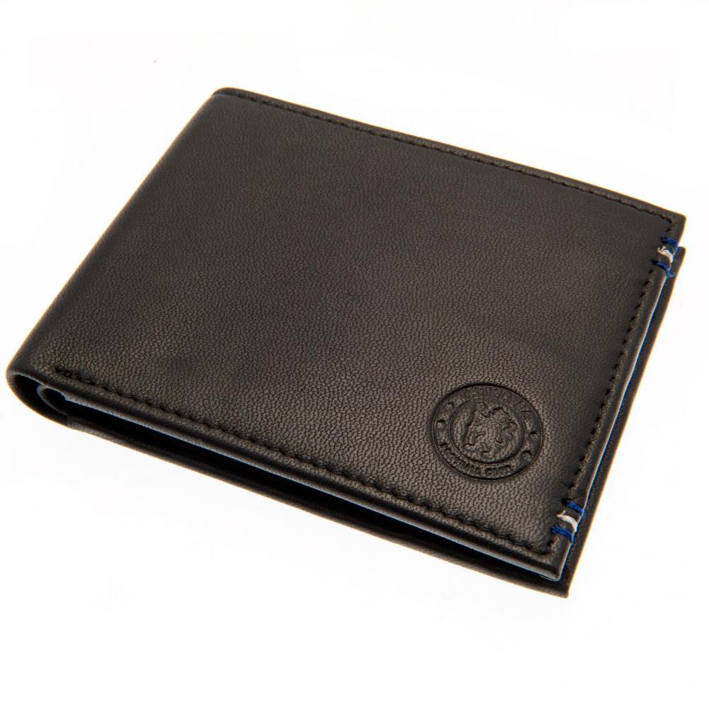 Chelsea FC Official Football Gift Embossed Crest Wallet Black 