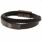 Arsenal FC Black IP Leather Bracelet 2