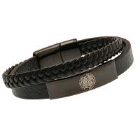 Celtic FC Black IP Leather Bracelet