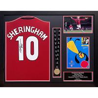 Manchester United FC Sheringham Signed Shirt & Medal (Framed)