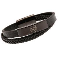 West Ham United FC Black IP Leather Bracelet