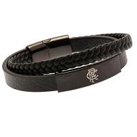 Rangers FC Black IP Leather Bracelet