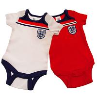 England FA 2 Pack Bodysuit 82 Retro 3-6 Mths