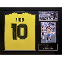Brazil 1982 Zico Signed Shirt (Framed)