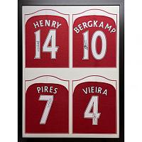 Arsenal FC Henry, Bergkamp, Pires & Vieira Signed Shirt (Quad Framed)