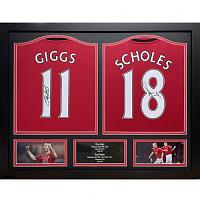 Manchester United FC Giggs & Scholes Signed Shirts (Dual Framed)