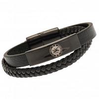 Chelsea FC Black IP Leather Bracelet