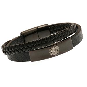 Celtic FC Black IP Leather Bracelet 1