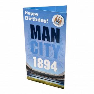 Manchester City FC Birthday Card & Badge EST 1