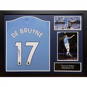 Manchester City FC De Bruyne Signed Shirt (Framed) 1
