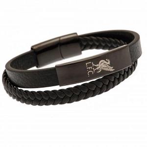Liverpool FC Black IP Leather Bracelet 1
