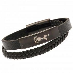 Tottenham Hotspur FC Black IP Leather Bracelet 1